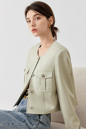 Retro Round Neck Denim Jacket