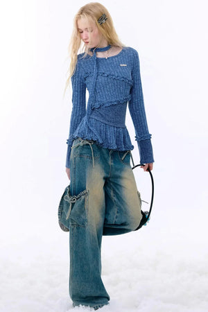 Retro Ruffled Knit Top