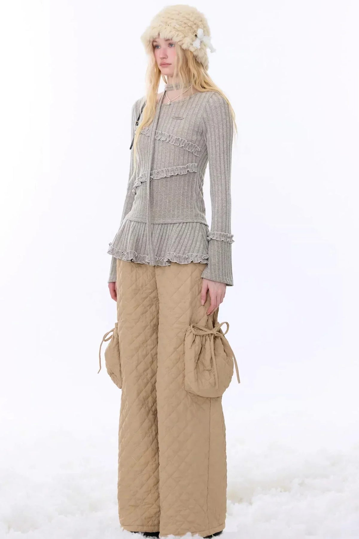 Retro Ruffled Knit Top