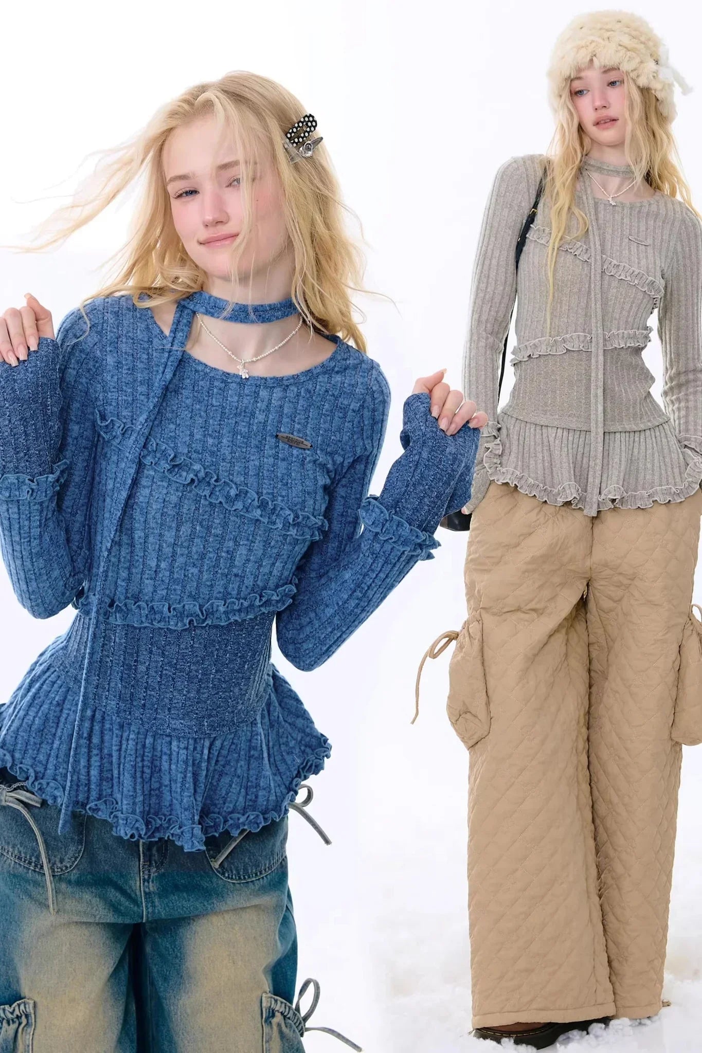 Retro Ruffled Knit Top