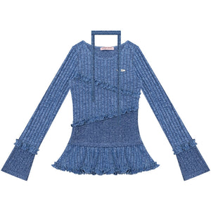 Retro Ruffled Knit Top