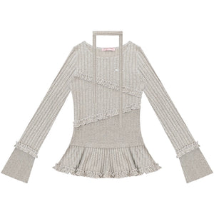 Retro Ruffled Knit Top