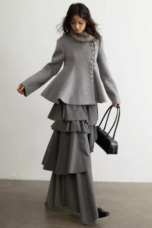 Retro Ruffled Striped Skirt