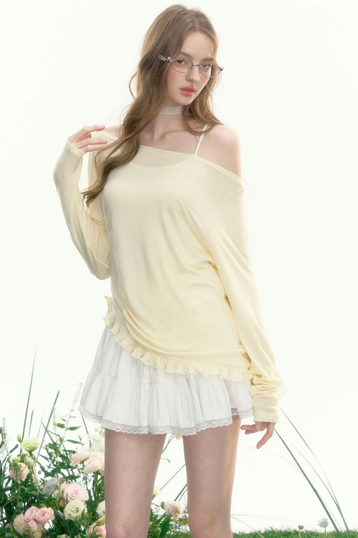 Retro Sheer One-Shoulder Top