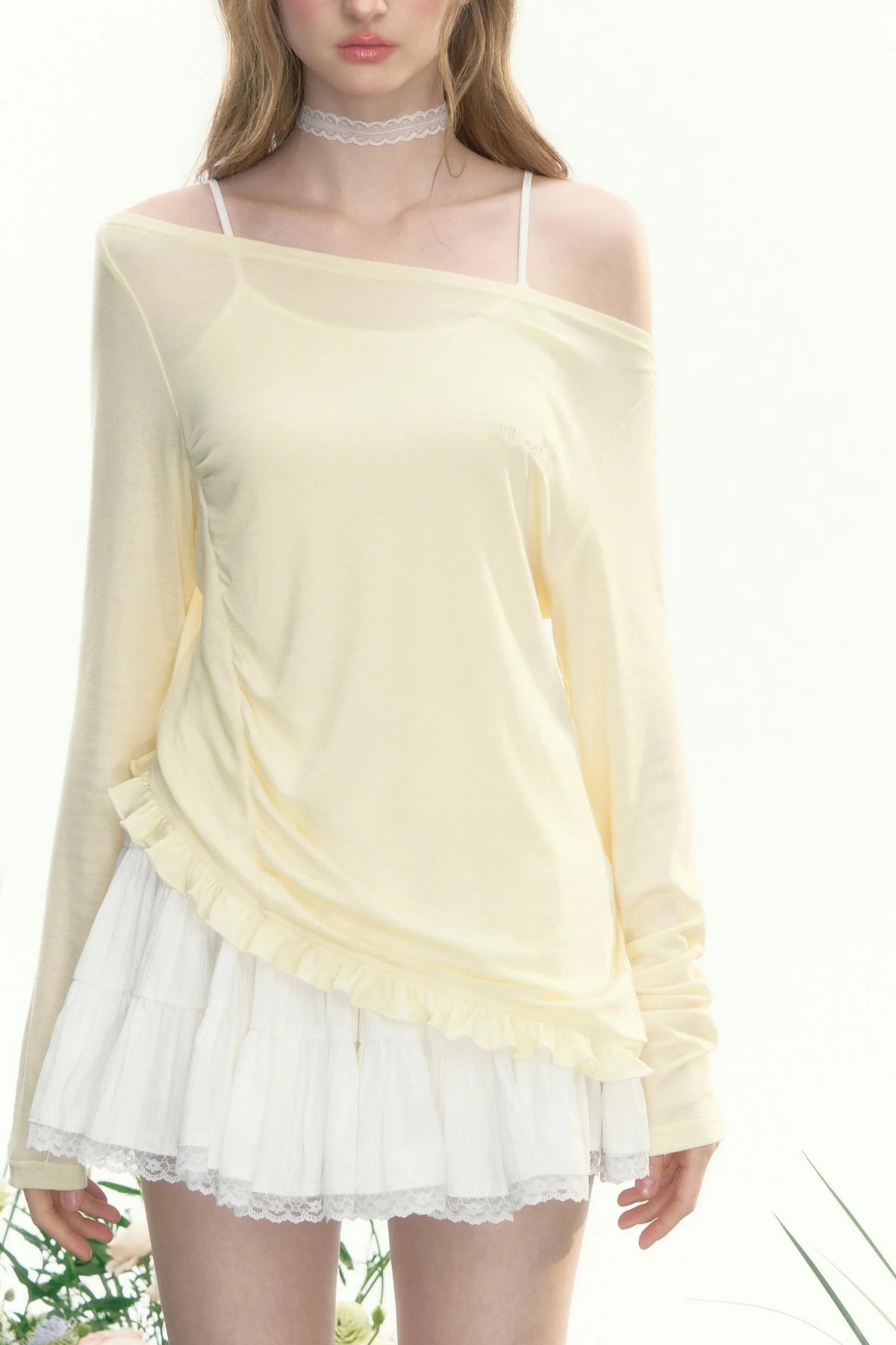Retro Sheer One-Shoulder Top