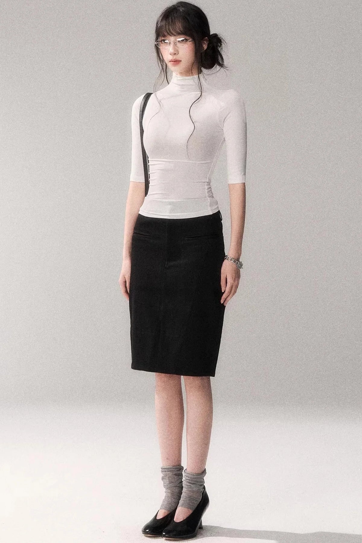 Retro Slim-Fitting Mid-Sleeve Top