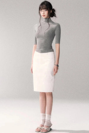 Retro Slim-Fitting Mid-Sleeve Top