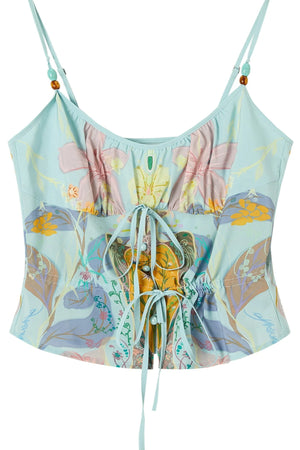 Retro Smudged Floral Chiffon Strap Mesh Skirt Set-Up