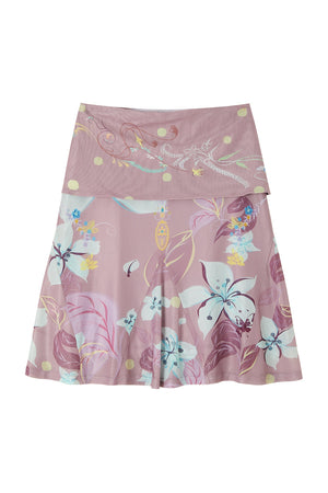 Retro Smudged Floral Chiffon Strap Mesh Skirt Set-Up