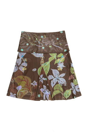 Retro Smudged Floral Chiffon Strap Mesh Skirt Set-Up