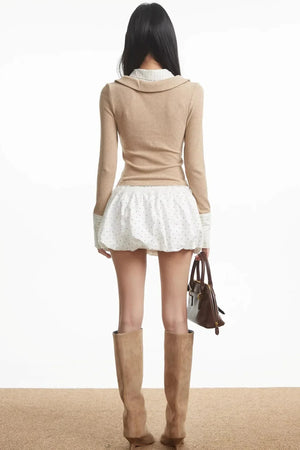 Retro Spliced Knitted Cardigan