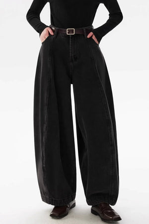 Retro Split Curved Denim Pants