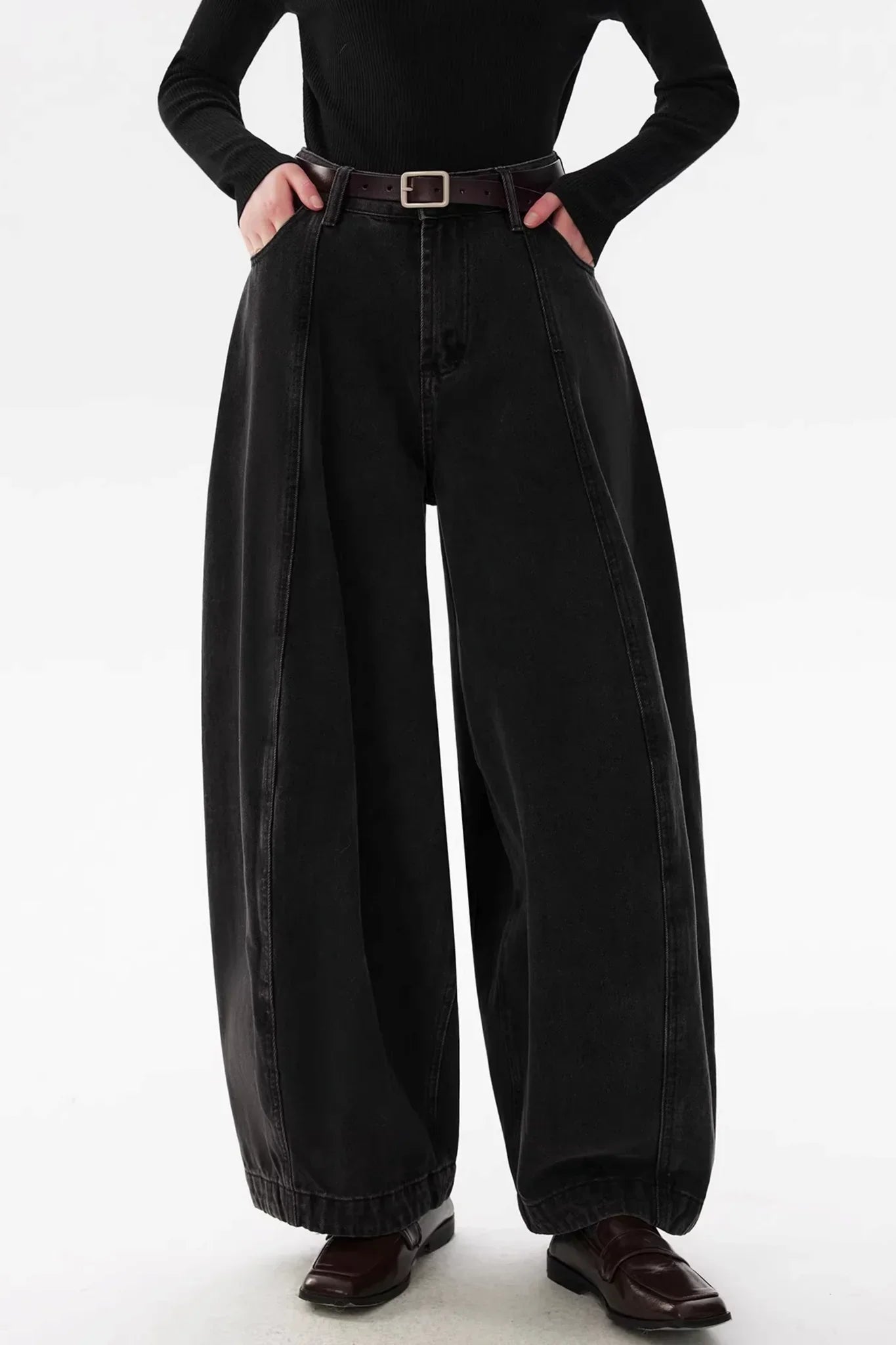 Retro Split Curved Denim Pants