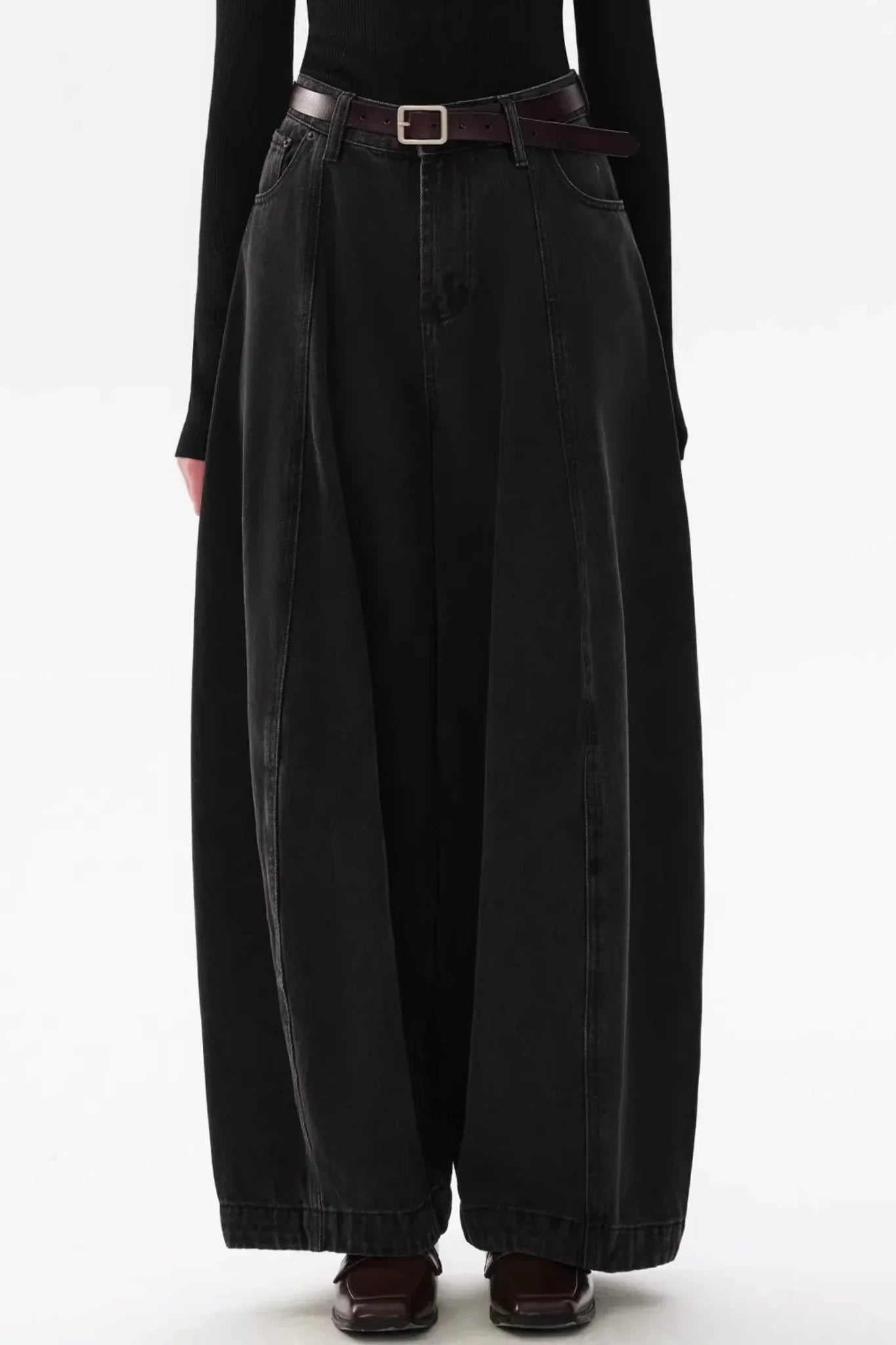 Retro Split Curved Denim Pants