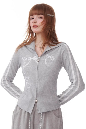 Retro Sports Cropped Zipper Sweatshirt