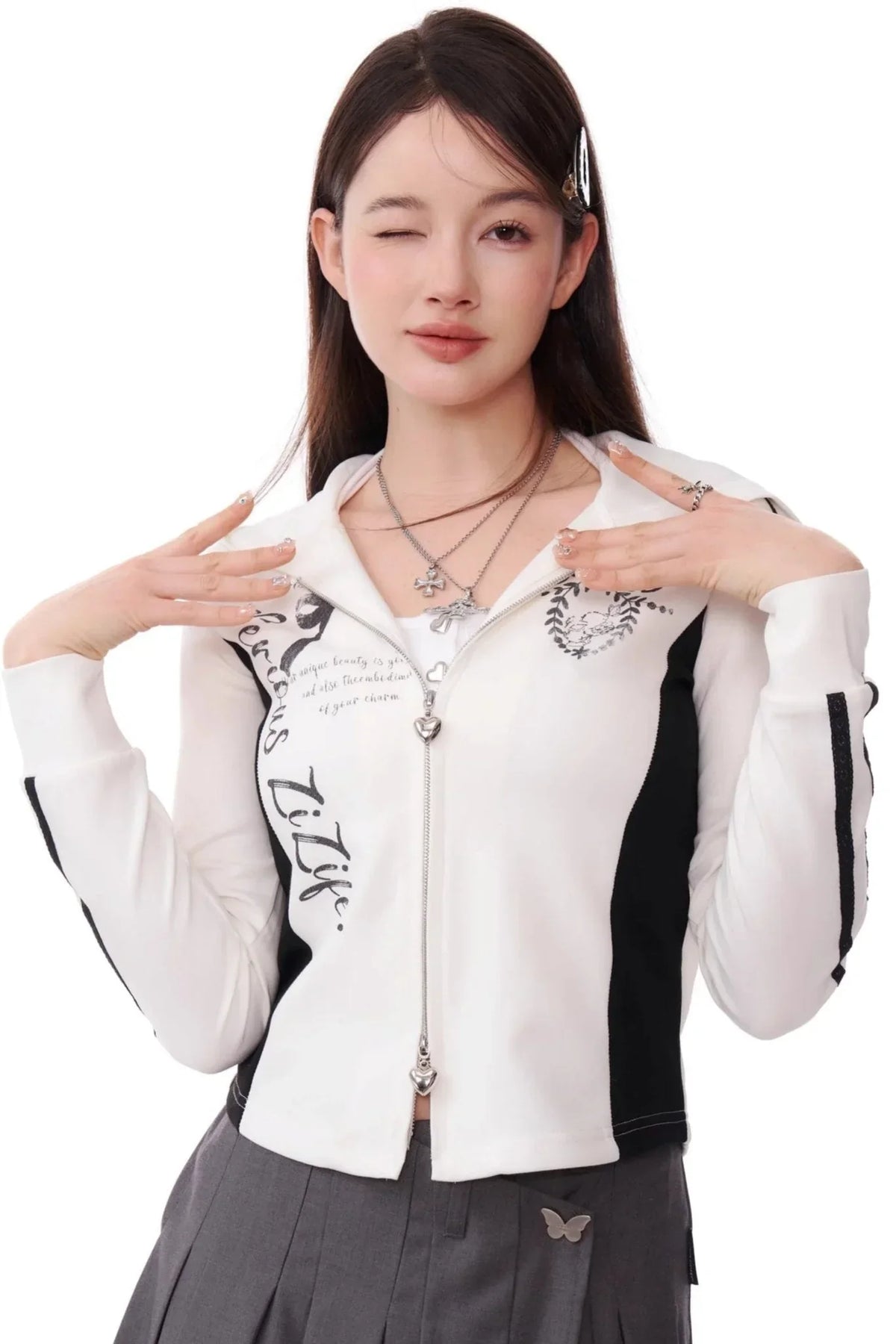 Retro Sports Cropped Zipper Sweatshirt