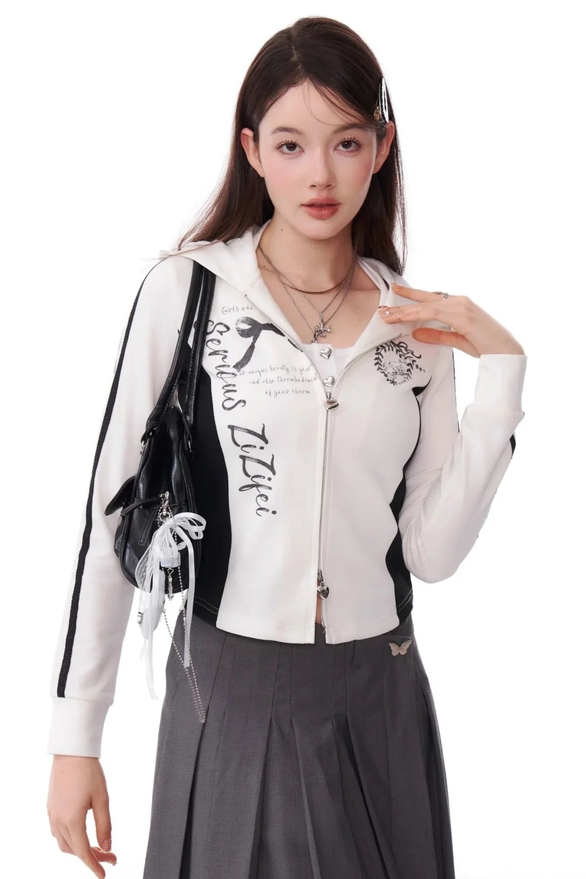 Retro Sports Cropped Zipper Sweatshirt