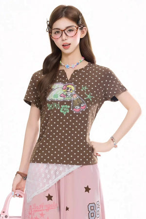 Retro Star-Printed Slim Top