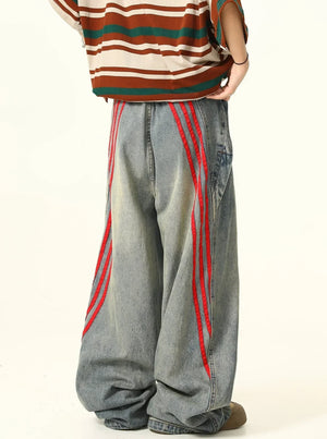 Retro Street Striped Jeans