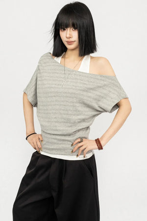 Retro Striped Asymmetrical Top