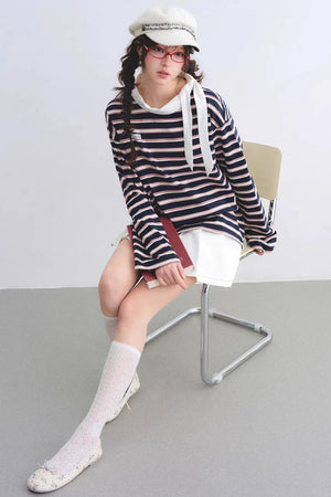 Retro Striped Color-Blocked Top