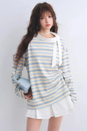 Retro Striped Color-Blocked Top