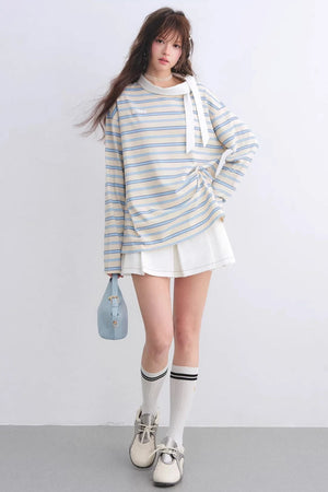 Retro Striped Color-Blocked Top