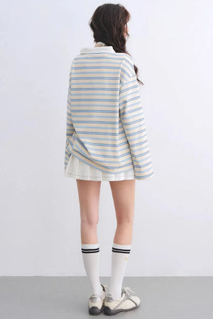 Retro Striped Color-Blocked Top