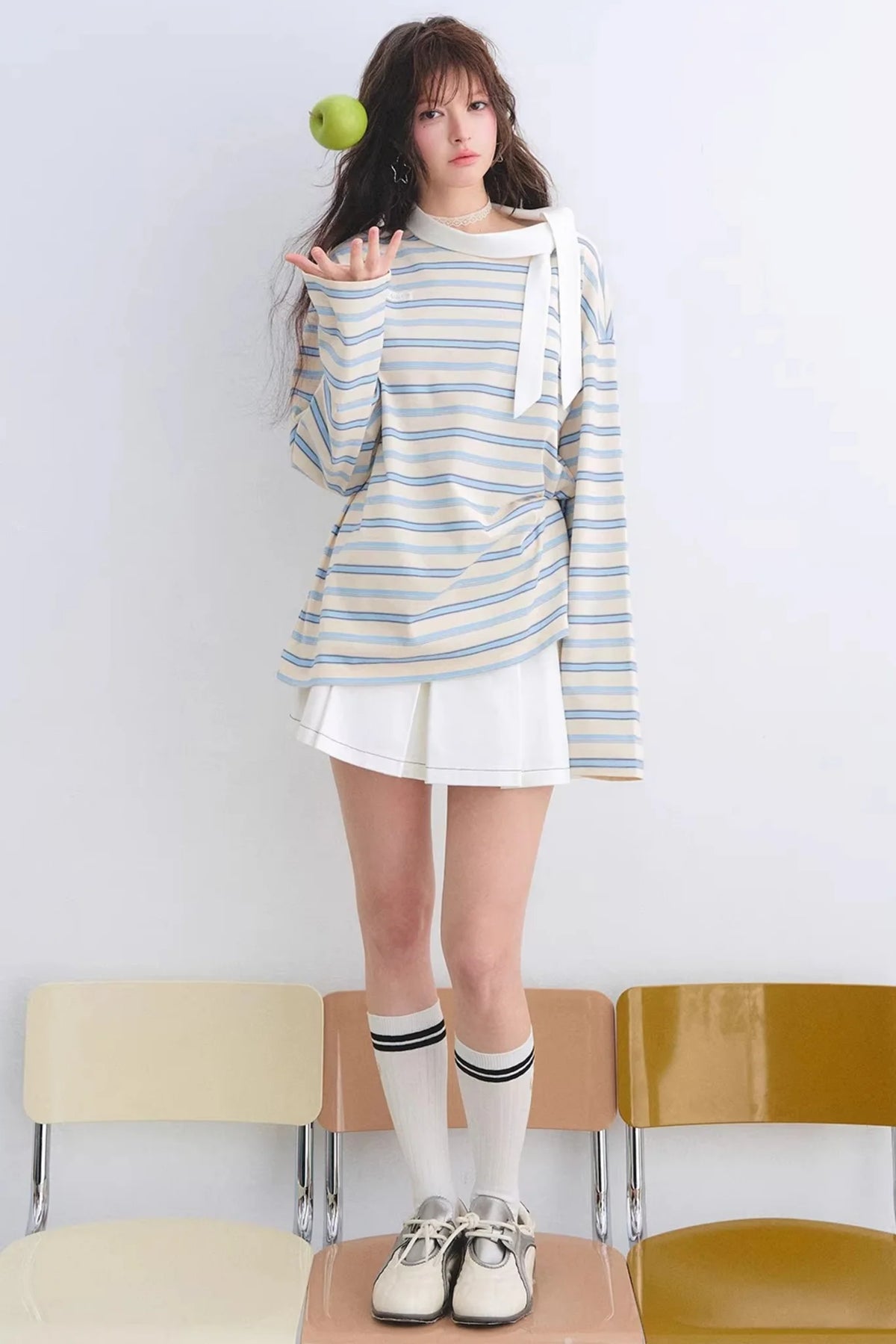 Retro Striped Color-Blocked Top