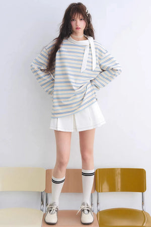 Retro Striped Color-Blocked Top