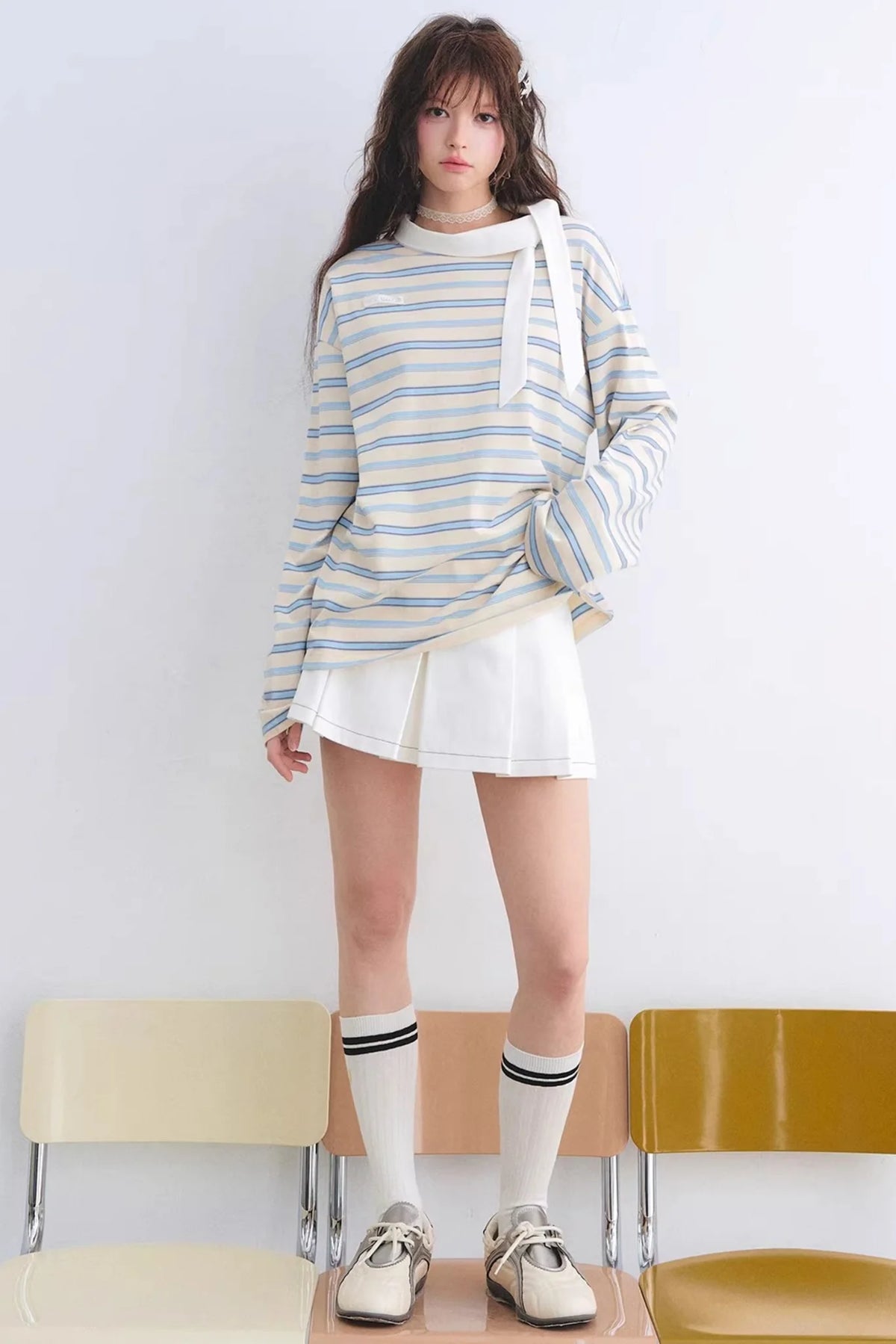 Retro Striped Color-Blocked Top
