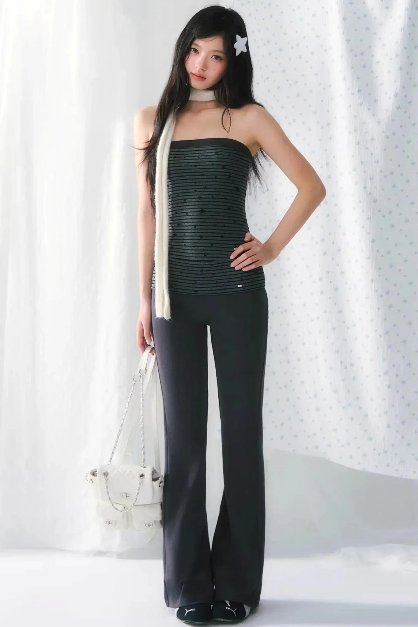 Retro Striped Flared Pants