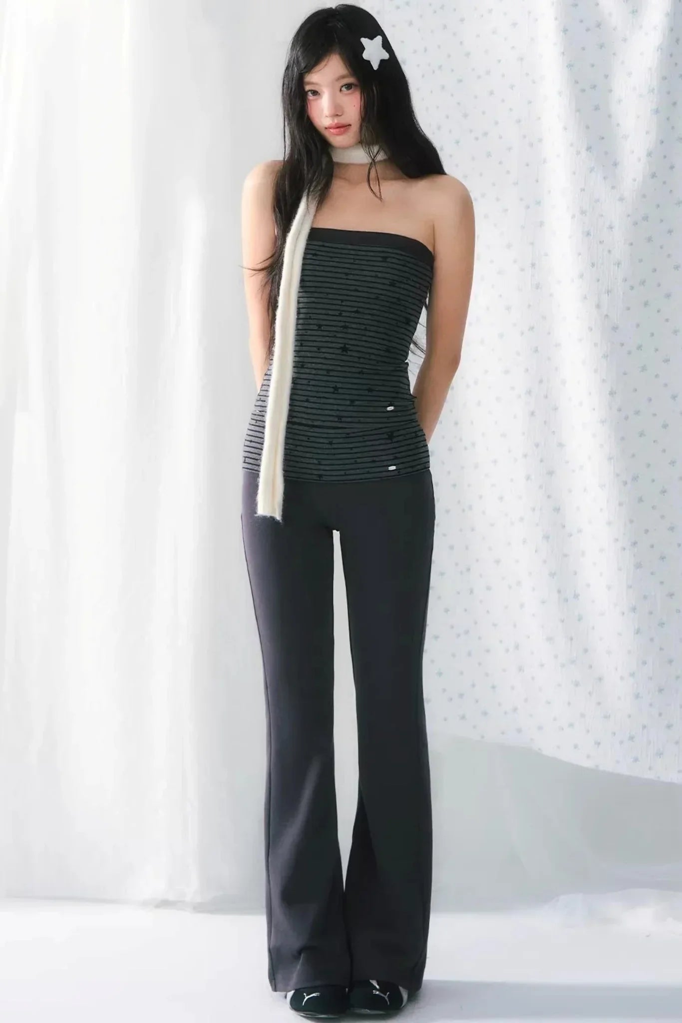 Retro Striped Flared Pants