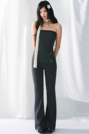 Retro Striped Flared Pants
