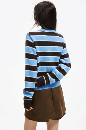 Retro Striped Knit Cardigan