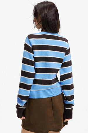 Retro Striped Knit Cardigan