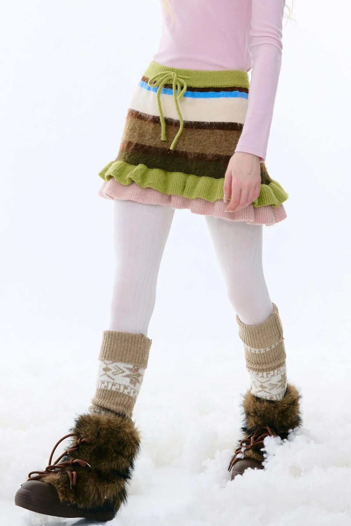 Retro Striped Knitted Skirt