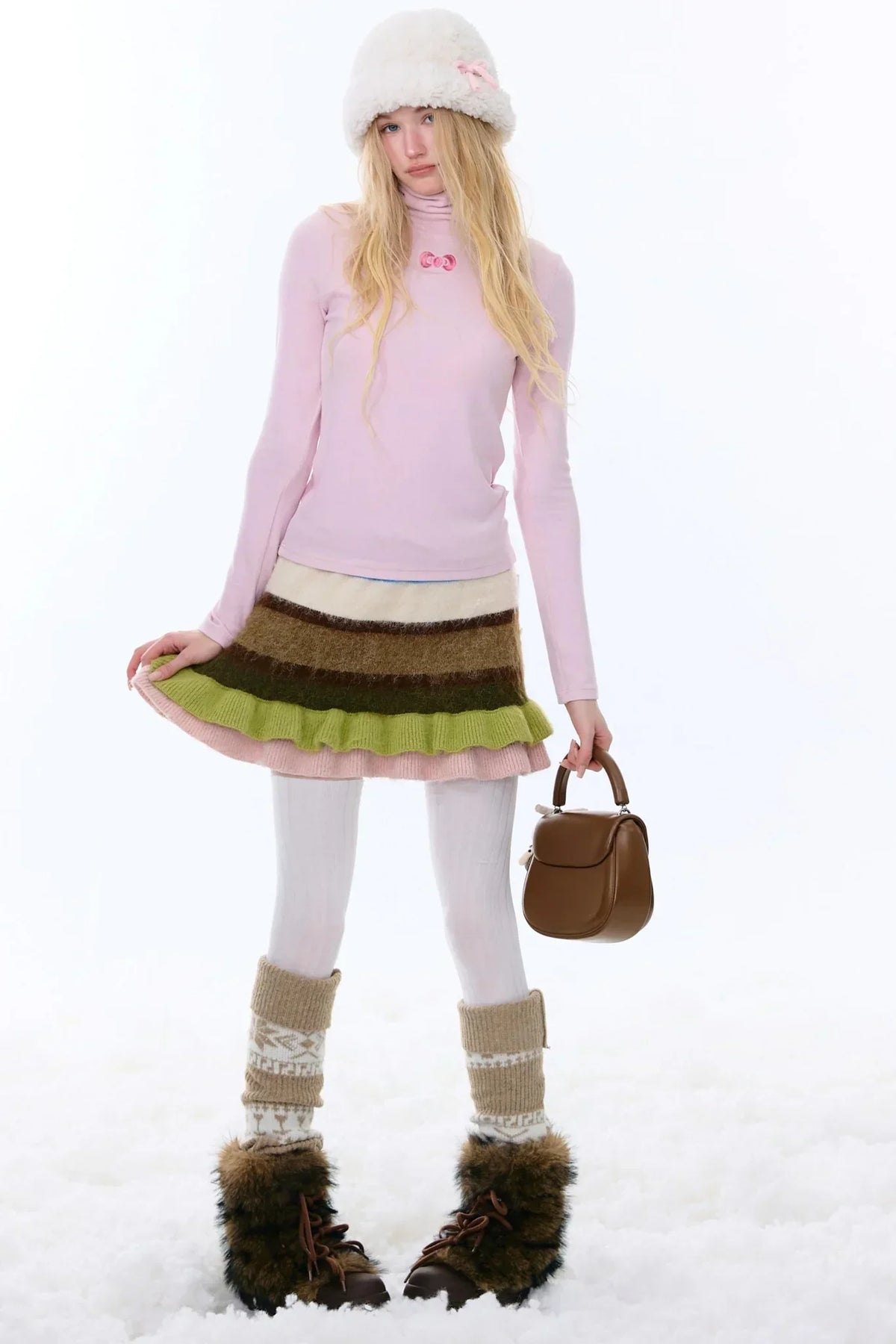 Retro Striped Knitted Skirt
