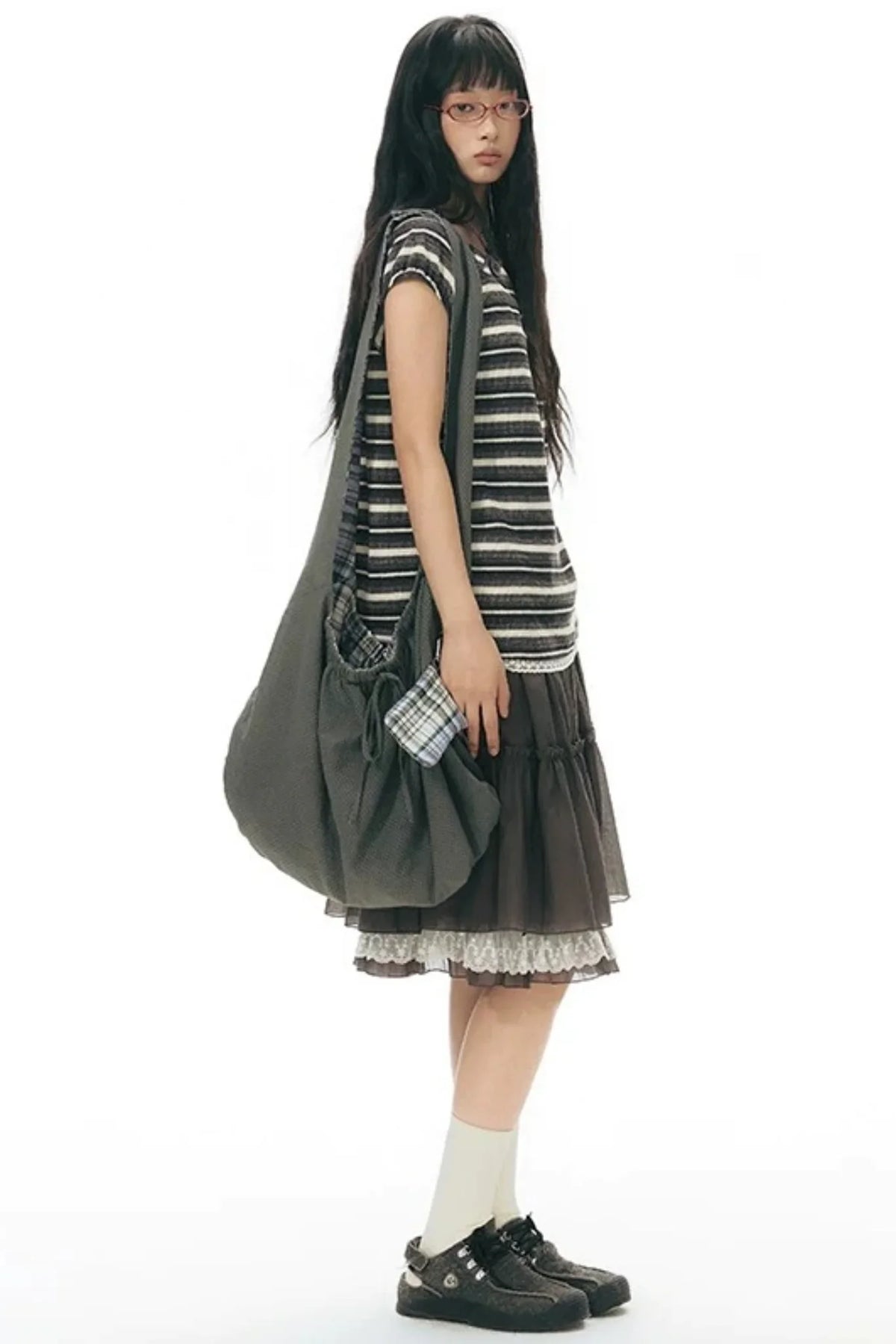 Retro Striped Lace Knit Top