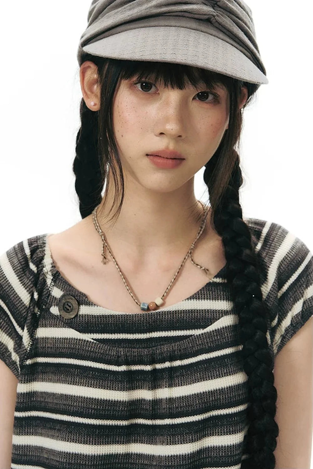 Retro Striped Lace Knit Top