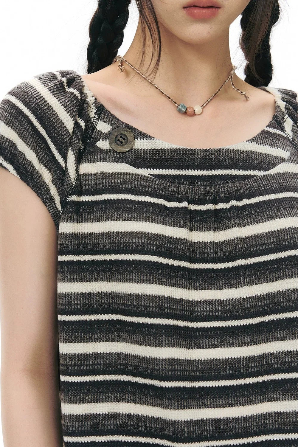 Retro Striped Lace Knit Top
