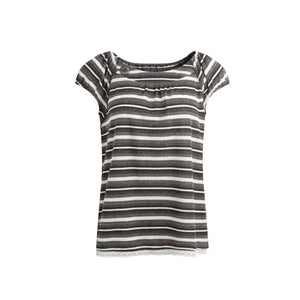 Retro Striped Lace Knit Top