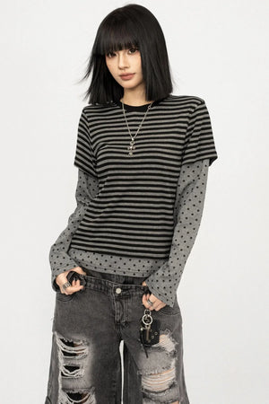 Retro Striped Patchwork Top