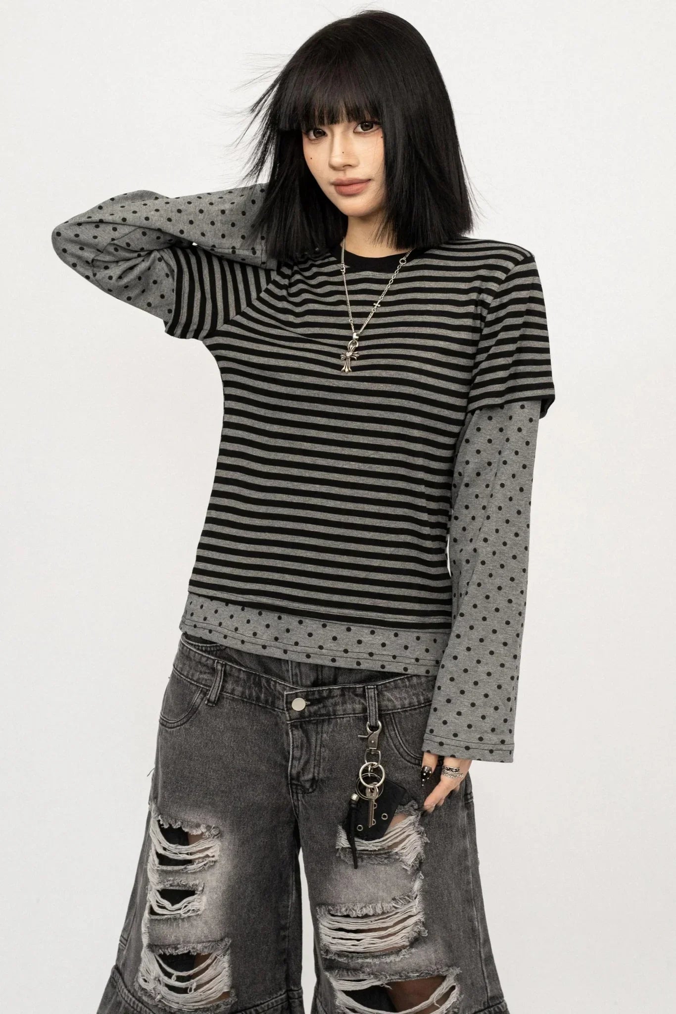 Retro Striped Patchwork Top