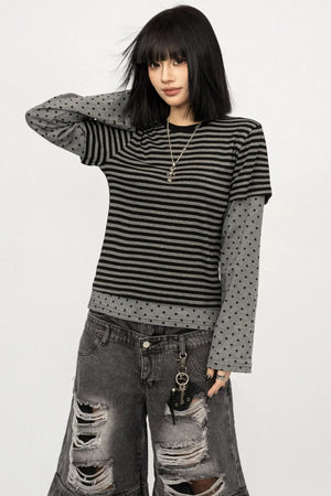 Retro Striped Patchwork Top