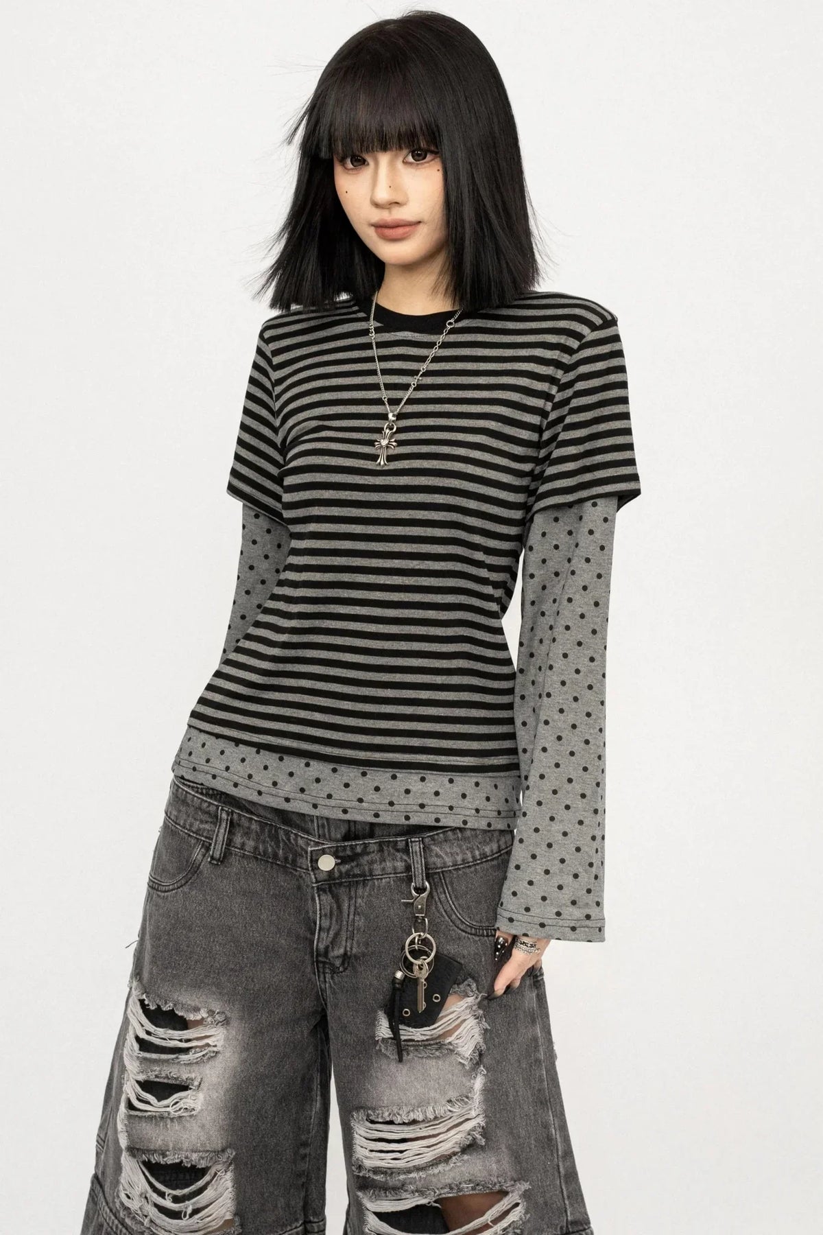 Retro Striped Patchwork Top