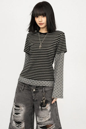 Retro Striped Patchwork Top