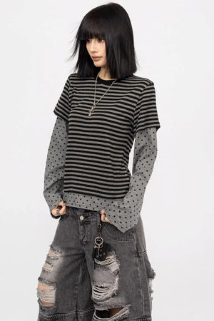 Retro Striped Patchwork Top
