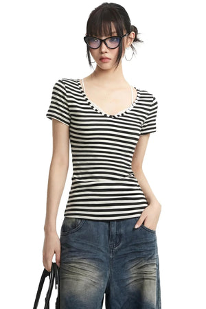 Retro Striped Slim-Fit T-Shirt