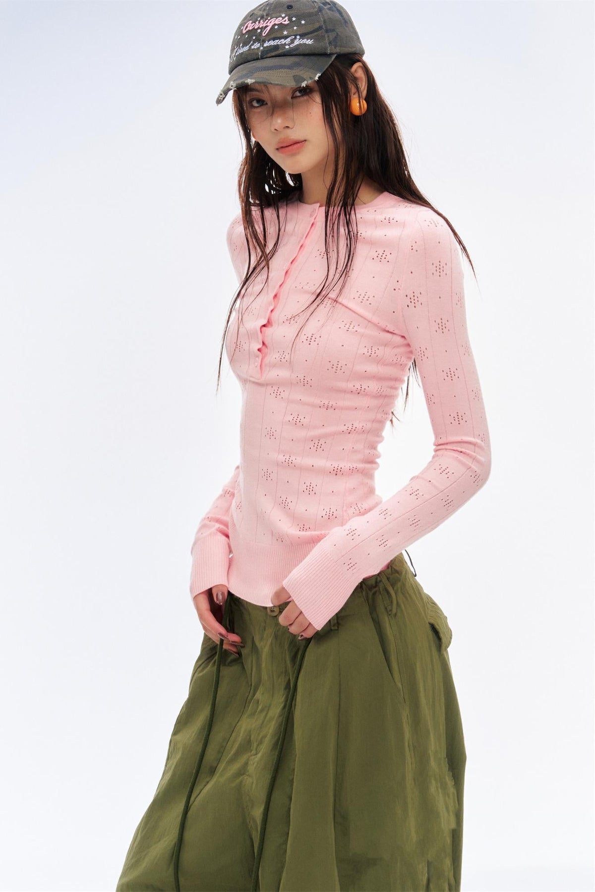 Retro Style Knitted Henley Top